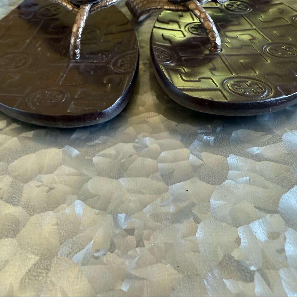 Tory Burch Brown Textured Sandals - Picture 5 of 7